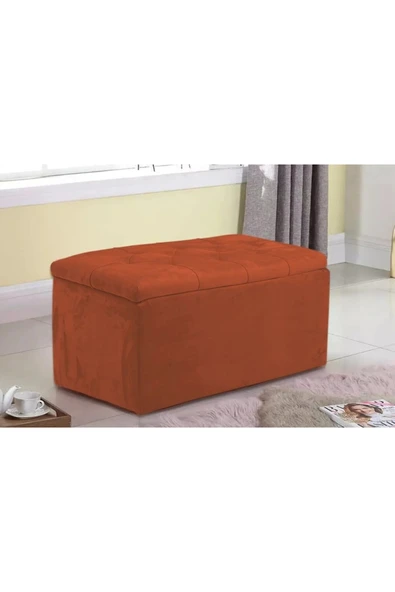 aldagelsin Lüks Sandıklı Kapitoneli Puf 70 cm Turuncu 70 x 40 ürün görseli 1
