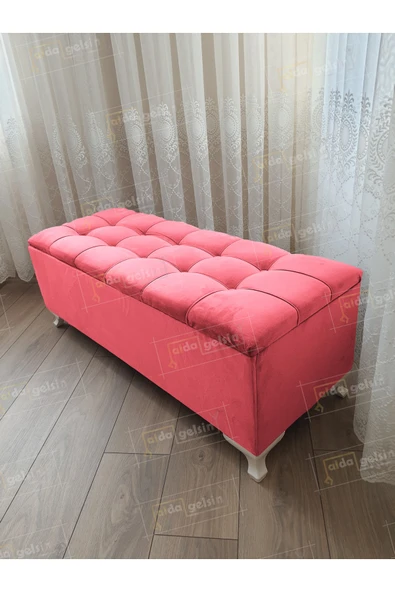 aldagelsin Yeni Model Lüks Çizgi Kapitoneli Sandıklı Puf Bench 120 Cm Pembe 120 x 45 ürün görseli 1