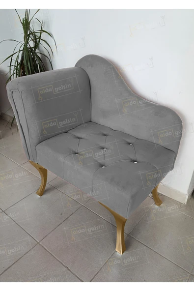 aldagelsin Yeni Model Tekli Köşe Koltuğu Josefin Bench Gold Ayak Gri 75 x 45 ürün görseli 1