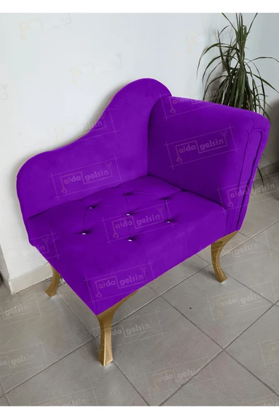aldagelsin Yeni Model Ters Kol Tekli Köşe Koltuğu Josefin Bench Gold Ayak Eflatun 75 x 45 ürün görseli 1