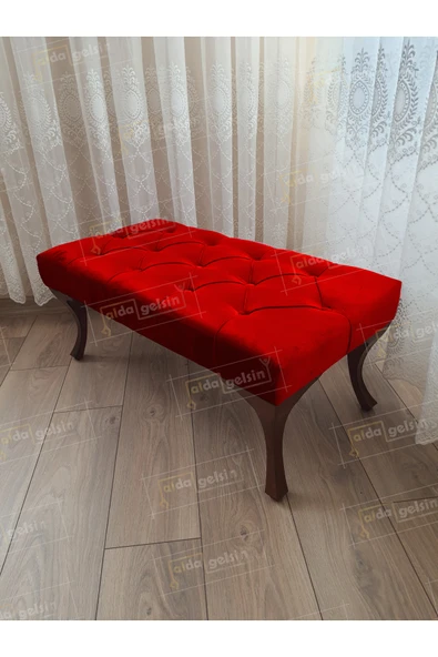 aldagelsin Kapitoneli Ayak Ucu Kapı Önü Antre Bench Puf Ceviz Ayak (110*45) Kırmızı 110 x 40 ürün görseli 1