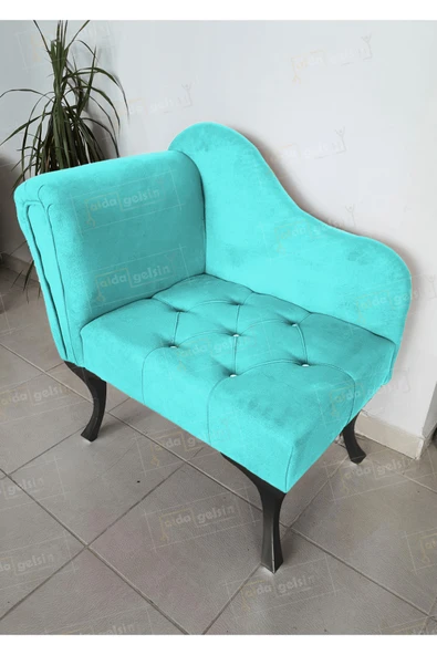 aldagelsin Yeni Model Tekli Köşe Koltuğu Josefin Bench Siyah Ayak Turkuaz 75 x 45 ürün görseli 1