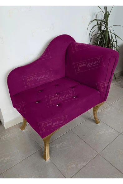 aldagelsin Yeni Model Ters Kol Tekli Köşe Koltuğu Josefin Bench Gold Ayak Mor 75 x 45 ürün görseli 1