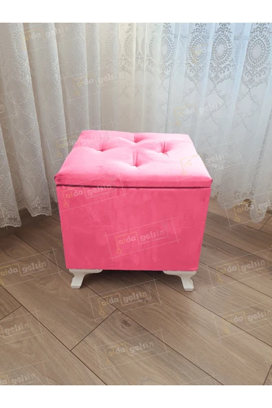 aldagelsin Lüks Sandıklı Tabure Puf 45 x 45 cm Pembe 45 x 45 ürün görseli 1