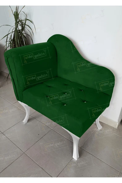 aldagelsin Yeni Model Tekli Köşe Koltuğu Josefin Bench Beyaz Ayak Yeşil 75 x 45 ürün görseli 1