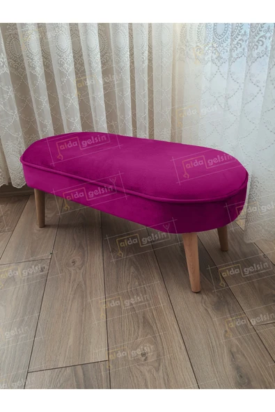 aldagelsin Ultra Lüks Oval Parrot Puf Ahşap Ayak Mor 90 x 40 ürün görseli 1