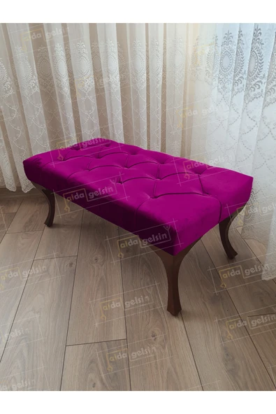 aldagelsin Kapitoneli Ayak Ucu Kapı Önü Antre Bench Puf Ceviz Ayak (120*45) Mor 120 x 45 ürün görseli 1