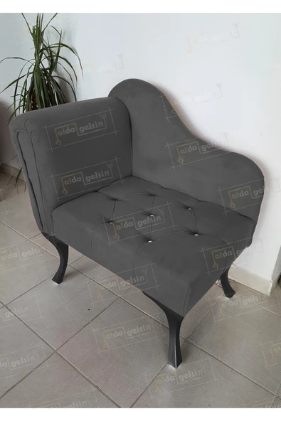 aldagelsin Yeni Model Tekli Köşe Koltuğu Josefin Bench Siyah Ayak Antrasit Gri 75 x 45 ürün görseli 1