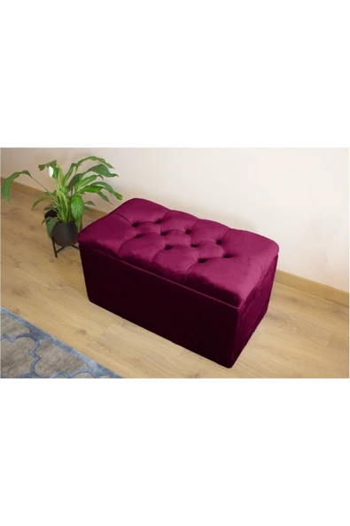 aldagelsin Lüks Sandıklı Kapitoneli Puf 60 cm Bordo 60 x 43 ürün görseli 1