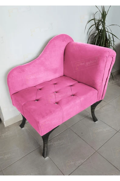 aldagelsin Yeni Model Ters Kol Tekli Köşe Koltuğu Josefin Bench Siyah Ayak Pembe 75 x 45 ürün görseli 1