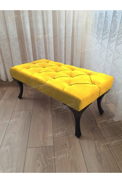 aldagelsin Kapitoneli Ayak Ucu Kapı Önü Antre Bench Puf Siyah Ayak (90*45) Sarı 90 x 45 ürün görseli 1