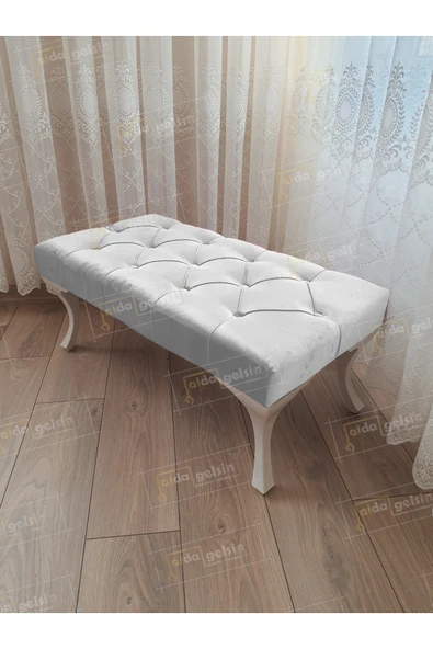 aldagelsin Kapitoneli Ayak Ucu Kapı Önü Antre Bench Puf Beyaz Ayak (90*45) Beyaz 90 x 45 ürün görseli 1