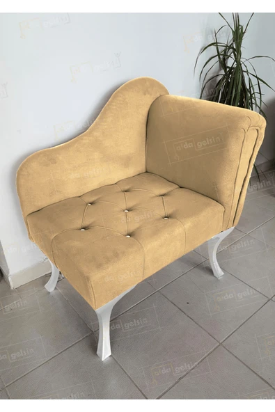 aldagelsin Yeni Model Ters Kol Tekli Köşe Koltuğu Josefin Bench Beyaz Ayak Vizon 75 x 45 ürün görseli 1