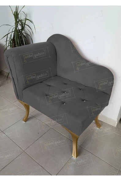 aldagelsin Yeni Model Tekli Köşe Koltuğu Josefin Bench Gold Ayak Antrasit Gri 75 x 45 ürün görseli 1
