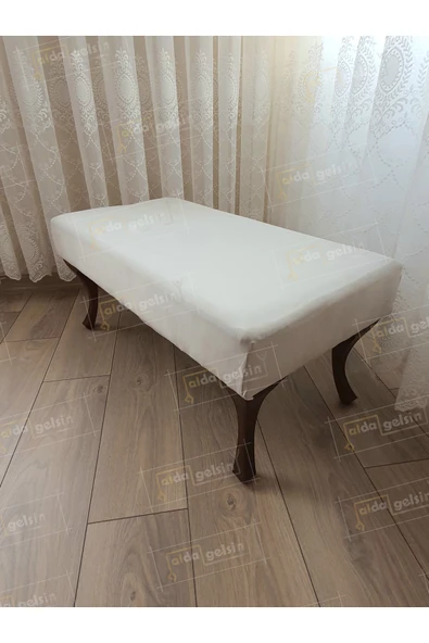 aldagelsin Ayak Ucu Kapı Önü Antre Düz Bench Puf Orta Sehpa Ceviz Ayak (110*45) Beyaz 110 x 40 ürün görseli 1
