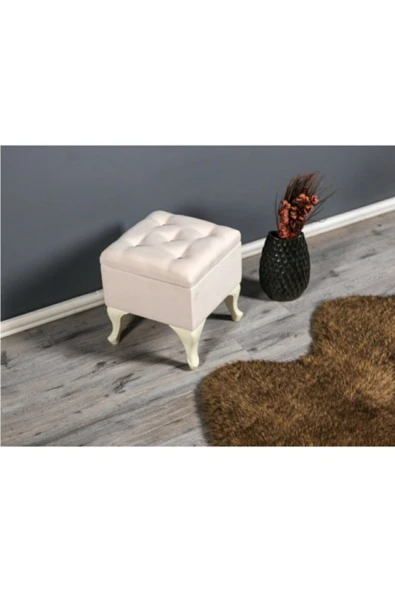 aldagelsin Lüks Sandıklı Tabure Puf Beyaz 1 45 x 45 ürün görseli 1