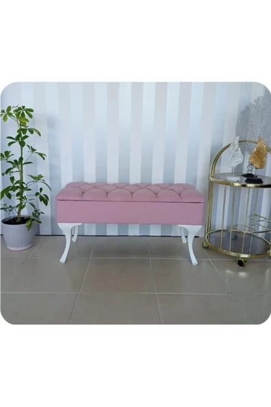 aldagelsin Lüks Yarım Sandıklı Kapitoneli Dekoratif Puf Bench 120cm Pembe 90 x 45 ürün görseli 1