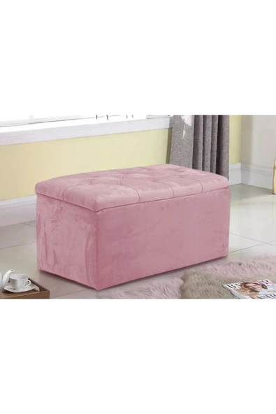 aldagelsin Lüks Sandıklı Kapitoneli Puf 100 cm Pudra 100 x 40 ürün görseli 1