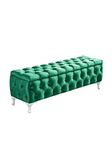 aldagelsin Lüks Sandıklı Chester Puf Bench Ayakucu Koltuk 100 Cm Yeşil ürün görseli 1