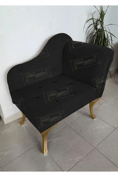 aldagelsin Yeni Model Ters Kol Tekli Köşe Koltuğu Josefin Bench Gold Ayak Siyah 75 x 45 ürün görseli 1
