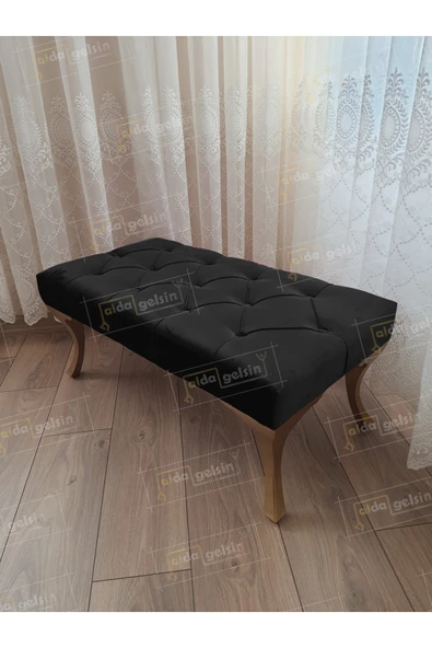 aldagelsin Kapitoneli Ayak Ucu Kapı Önü Antre Bench Puf Gold Ayak (100*45) Siyah 100 x 40 ürün görseli 1