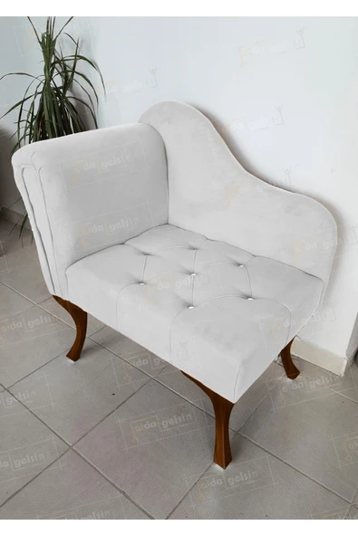 aldagelsin Yeni Model Tekli Köşe Koltuğu Josefin Bench Ceviz Ayak Beyaz 75 x 45 ürün görseli 1