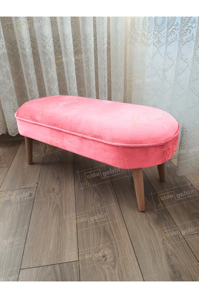 aldagelsin Ultra Lüks Oval Parrot Puf Ahşap Ayak Pembe 90 x 40 ürün görseli 1