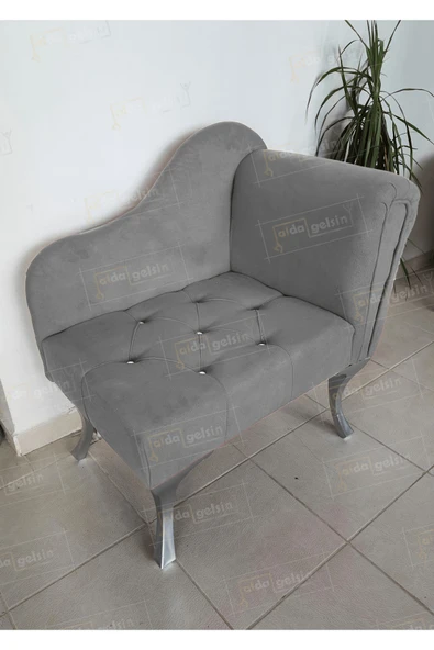 aldagelsin Yeni Model Ters Kol Tekli Köşe Koltuğu Josefin Bench Gümüş Ayak Gri 75 x 45 ürün görseli 1