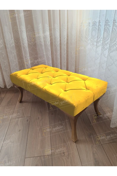 aldagelsin Kapitoneli Ayak Ucu Kapı Önü Antre Bench Puf Gold Ayak (110*45) Sarı 110 x 40 ürün görseli 1