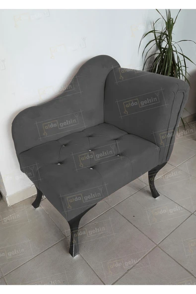 aldagelsin Yeni Model Ters Kol Tekli Köşe Koltuğu Josefin Bench Siyah Ayak Antrasit Gri 75 x 45 ürün görseli 1