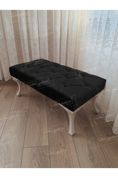 aldagelsin Kapitoneli Ayak Ucu Kapı Önü Antre Bench Puf Beyaz Ayak (100*45) Siyah 100 x 40 ürün görseli 1