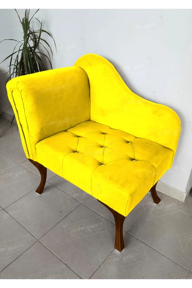 aldagelsin Yeni Model Tekli Köşe Koltuğu Josefin Bench Ceviz Ayak Sarı 75 x 45 ürün görseli 1