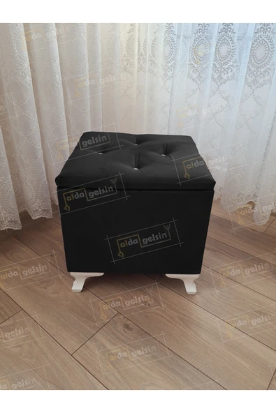 aldagelsin Lüks Sandıklı Tabure Puf 45 x 45 cm Siyah 45 x 45 ürün görseli 1