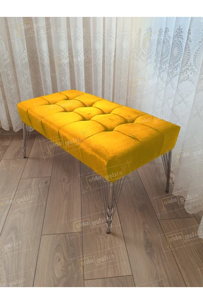 aldagelsin Modern Dilim Puf Ayakucu Puf Gold Metal Ayak (90*45) Sarı 90 x 43 ürün görseli 1