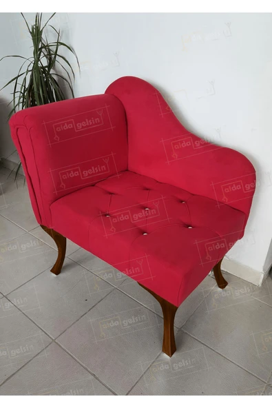 aldagelsin Yeni Model Tekli Köşe Koltuğu Josefin Bench Ceviz Ayak Kırmızı 75 x 45 ürün görseli 1