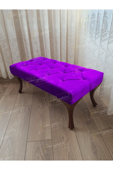 aldagelsin Kapitoneli Ayak Ucu Kapı Önü Antre Bench Puf Ceviz Ayak (100*45) Lila 100 x 40 ürün görseli 1