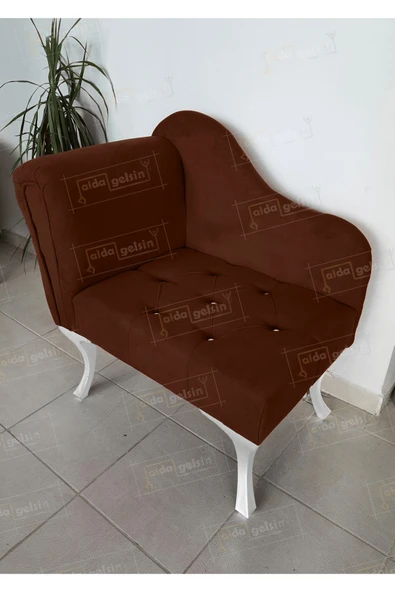 aldagelsin Yeni Model Tekli Köşe Koltuğu Josefin Bench Beyaz Ayak Kahve 75 x 45 ürün görseli 1
