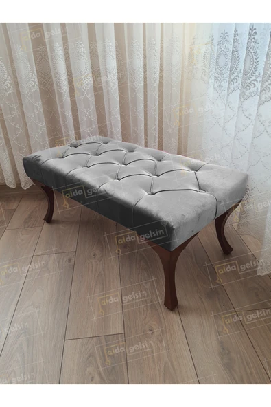 aldagelsin Kapitoneli Ayak Ucu Kapı Önü Antre Bench Puf Ceviz Ayak (110*45) Gri 110 x 40 ürün görseli 1