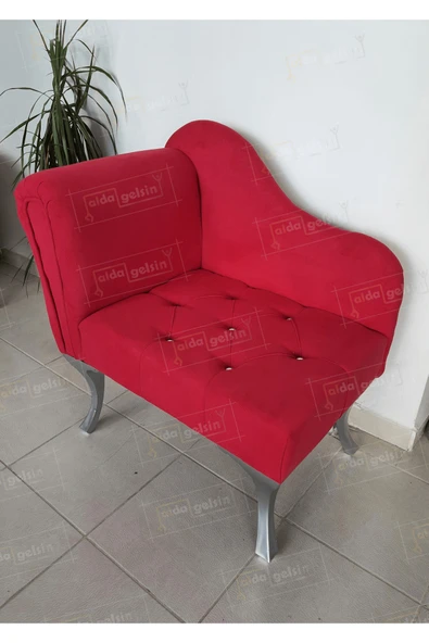 aldagelsin Yeni Model Tekli Köşe Koltuğu Josefin Bench Gümüş Ayak Kırmızı 75 x 45 ürün görseli 1