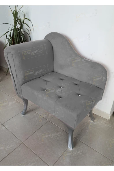 aldagelsin Yeni Model Tekli Köşe Koltuğu Josefin Bench Gümüş Ayak Gri 75 x 45 ürün görseli 1