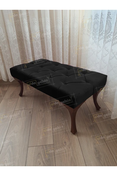 aldagelsin Kapitoneli Ayak Ucu Kapı Önü Antre Bench Puf Ceviz Ayak (110*45) Siyah 110 x 40 ürün görseli 1