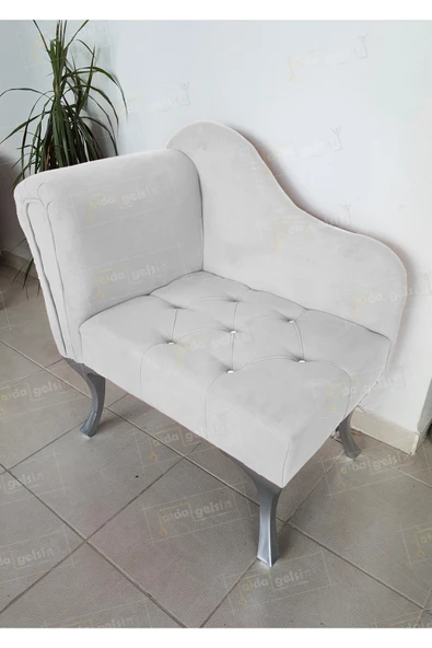 aldagelsin Yeni Model Tekli Köşe Koltuğu Josefin Bench Gümüş Ayak Beyaz 75 x 45 ürün görseli 1