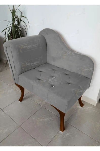 aldagelsin Yeni Model Tekli Köşe Koltuğu Josefin Bench Ceviz Ayak Gri 75 x 45 ürün görseli 1