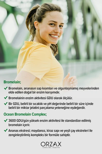 ORZAX Ocean Bromelain Complex 60 Kapsül - Resim 3