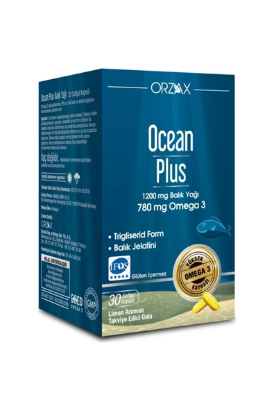 ORZAX Ocean Plus Plus 1200 Mg 30 Kapsül Balık Yağı ürün görseli 1