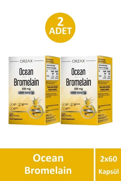 ORZAX Ocean Bromelain 60 Kapsül 2 Adet ürün görseli 1