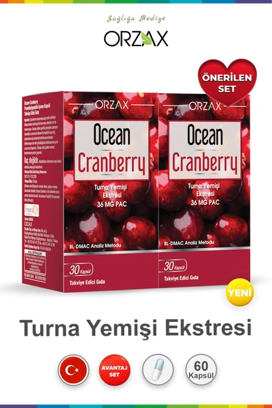 ORZAX Ocean Cranberry Turna Yemişi Ekstresi 36 mg Pac 30 Tablet (2 adet) ürün görseli 1