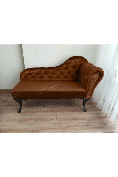 aldagelsin Ters Kol Dekoratif Bihter Koltuk Josefin Puf 110 cm Siyah Ayak Kahve 110 x 50 ürün görseli 1