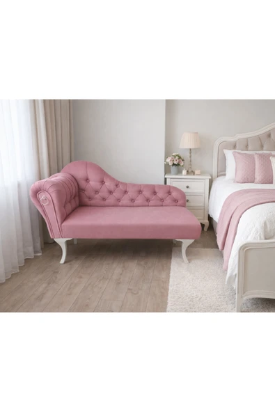 aldagelsin Dekoratif Bihter Koltuğu Pembe Josephine Beyaz Ayak Pembe ürün görseli 1