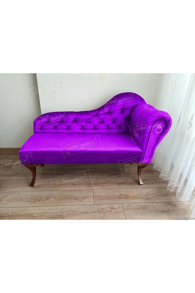 aldagelsin Ters Kol Dekoratif Bihter Koltuk Josefin Puf 120 cm Ceviz Ayak Lila 120 x 50 ürün görseli 1